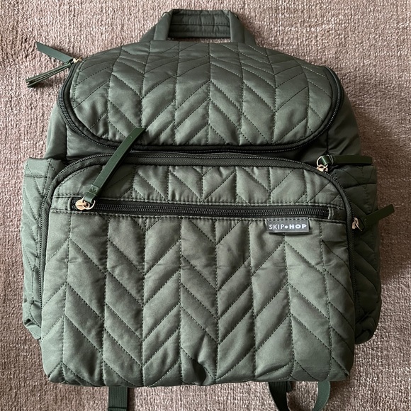 Skip Hop Olive Quilted Diaper Backpack - Picture 1 of 2
